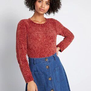 ModCloth On and Soft Again Chenille Rust Sweater L